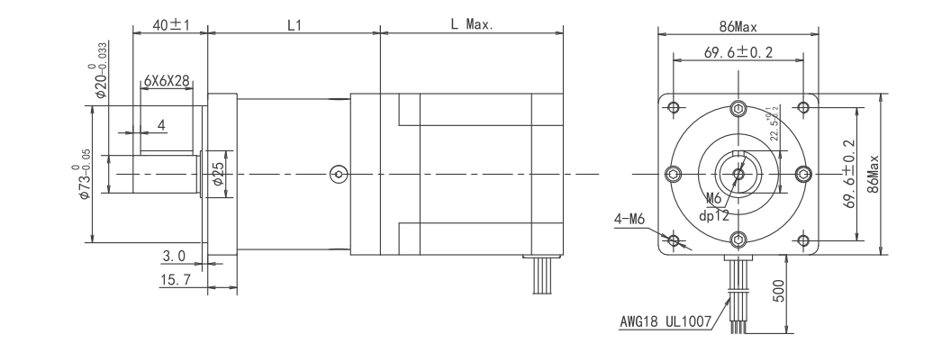 nema 34HS Series Planetery Gearbox Stepper Motor Dimensions