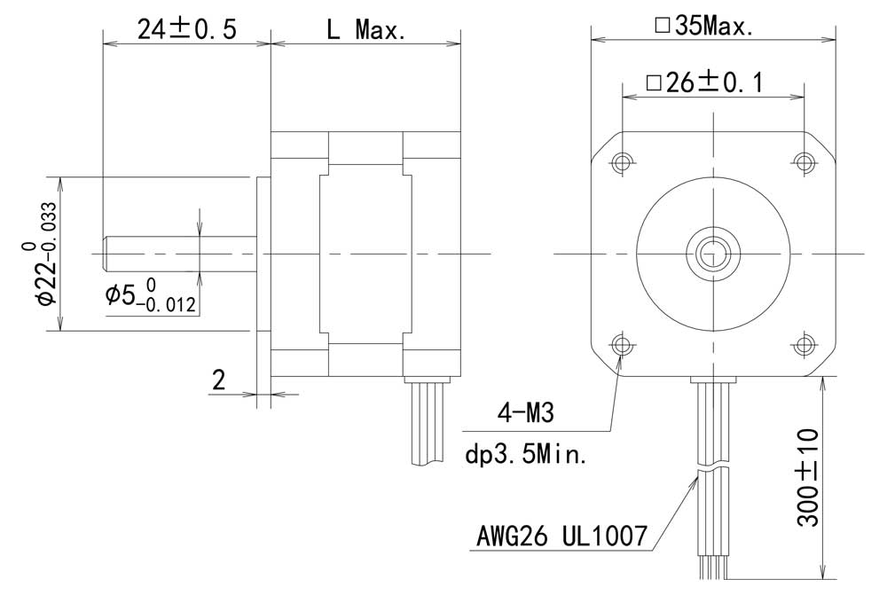 12v dc stepper motor Dimensions