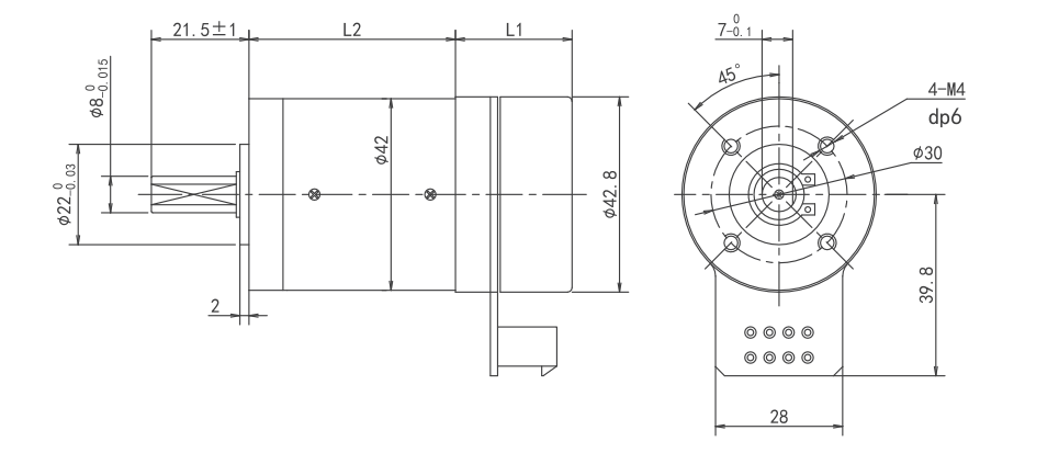 nema 42 Planetery Gearbox Outer Roter BLDC Dimensions
