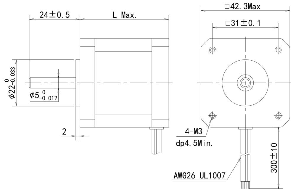 nema 17 hybrid stepper motor Dimensions