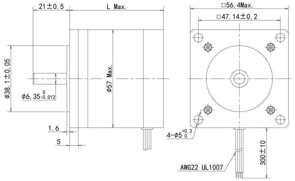 12v stepper motor Dimensions