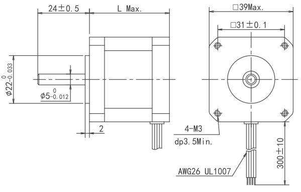 nema 16 stepper motor Dimensions