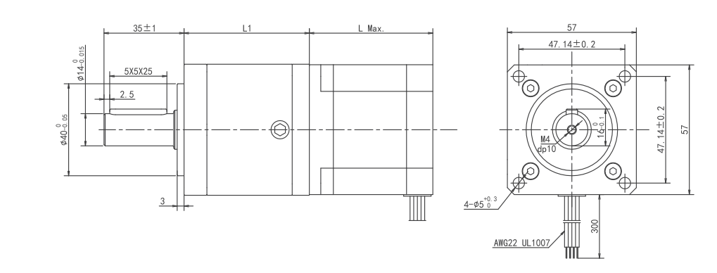 nema 23HS Series Planetery Gearbox Stepper Motor Dimensions
