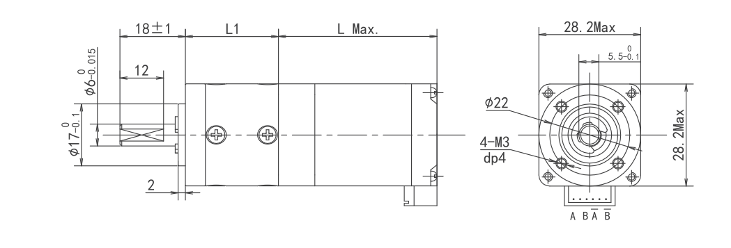 nema 11HY Series Planetery Gearbox Stepper Motor Dimensions